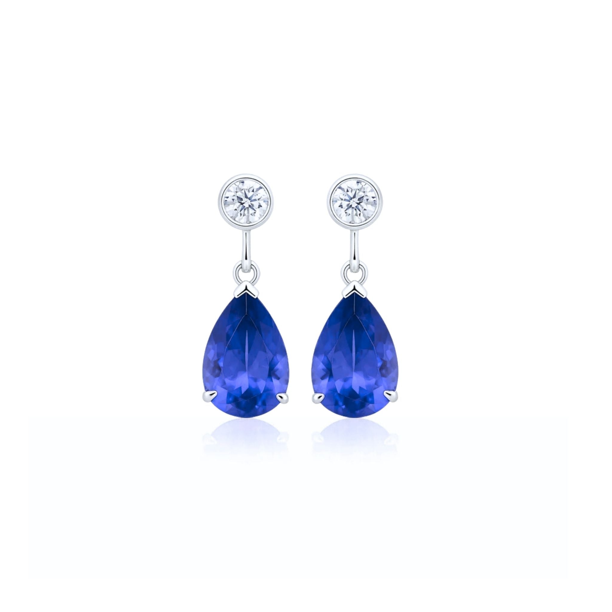 Violet Tanzanite & Diamond Drop Earrings ( 4.5 Carats)