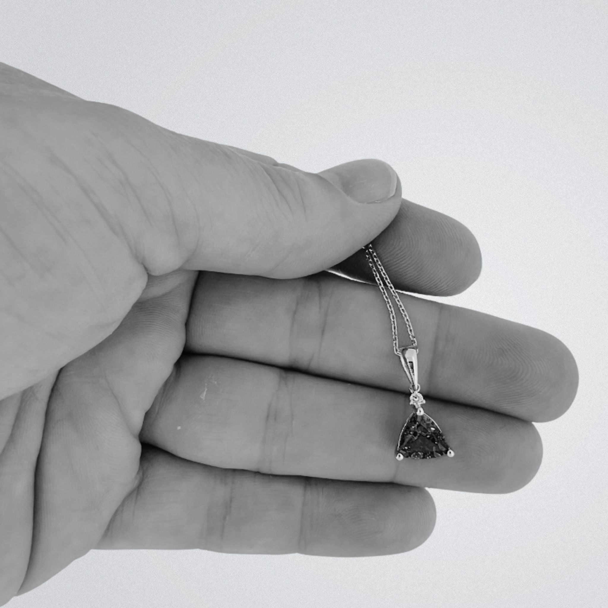 Trillion Cut Tanzanite & Diamond Pendant in Yellow Gold