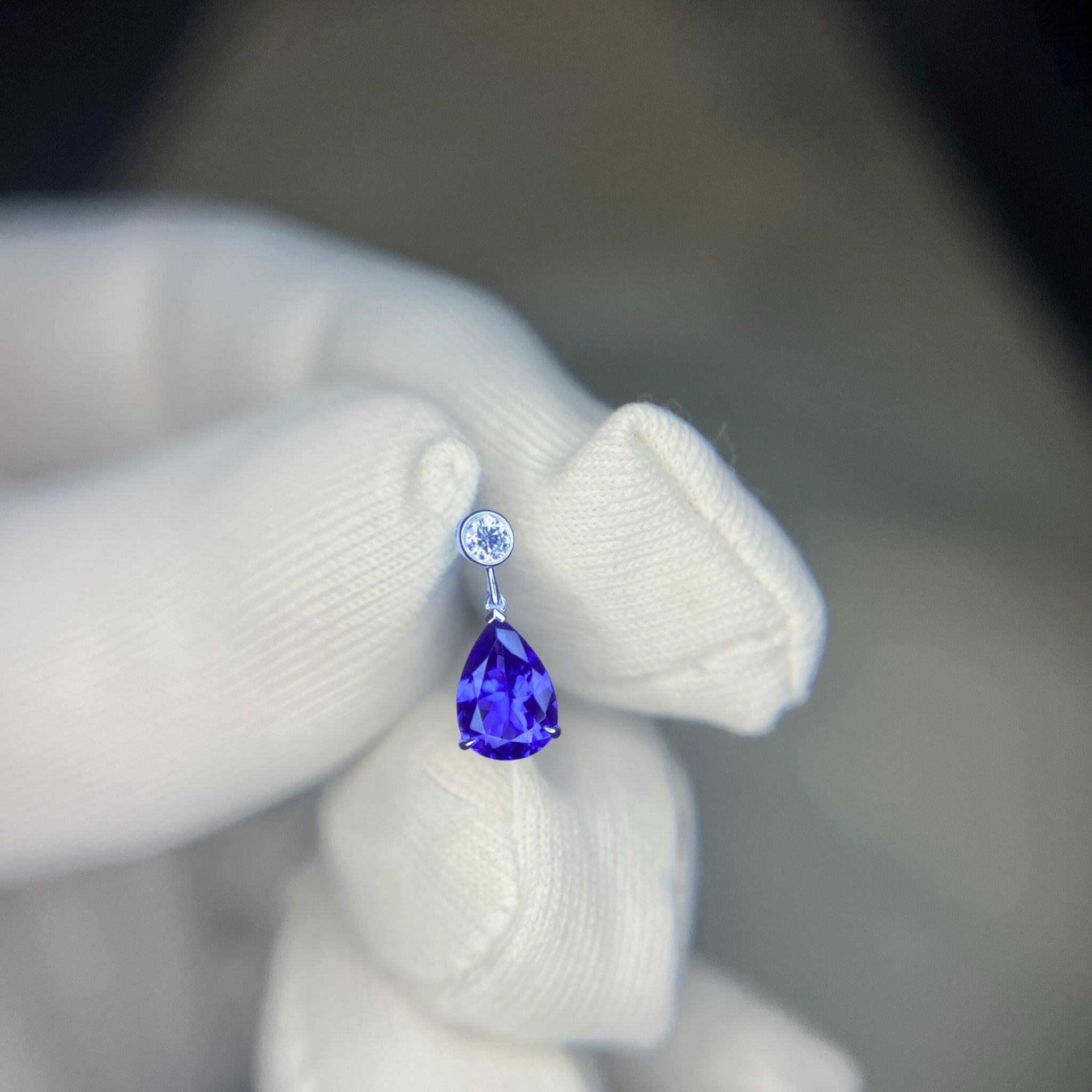 Violet Tanzanite & Diamond Drop Earrings ( 4.5 Carats)