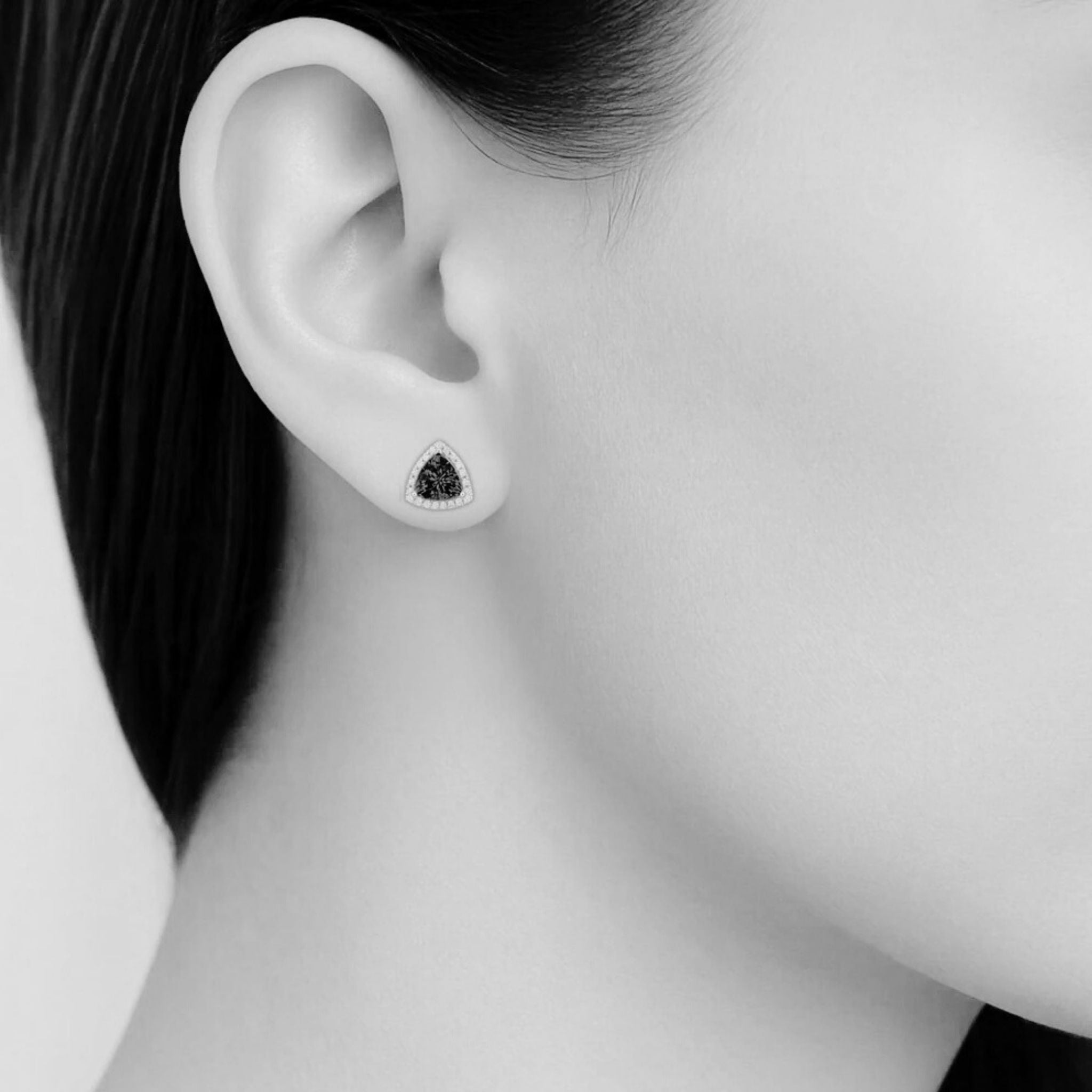 Tanzanite Trillion Cut & Diamond Stud Earrings