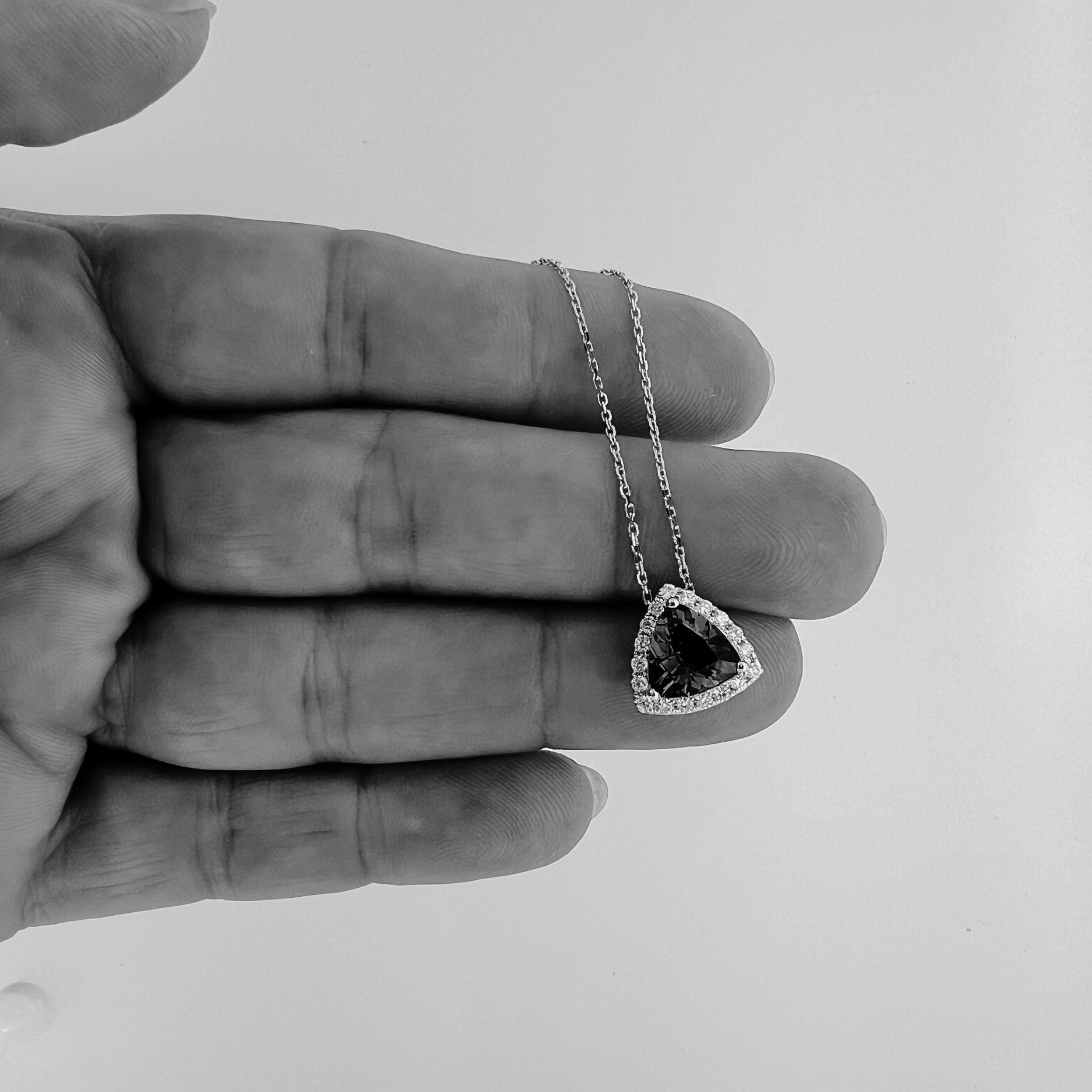 Trillion-Cut Tanzanite and Diamond Halo Pendant – 1.81 Carats