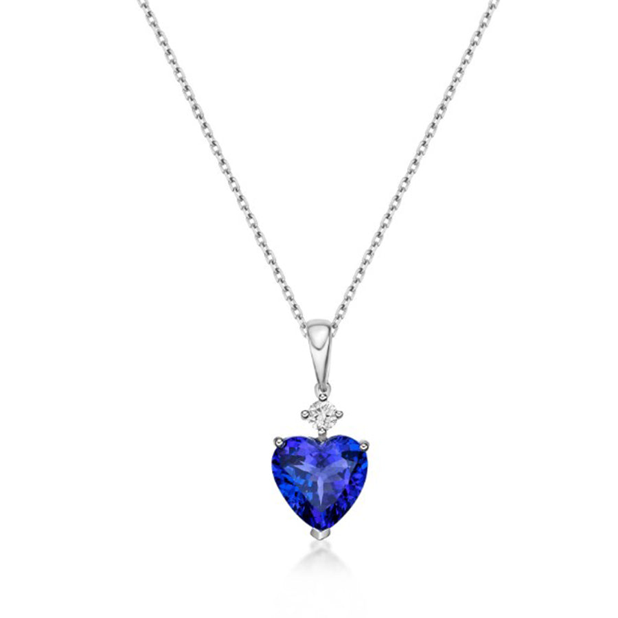 Deep Blue Heart-Shaped Tanzanite Pendant