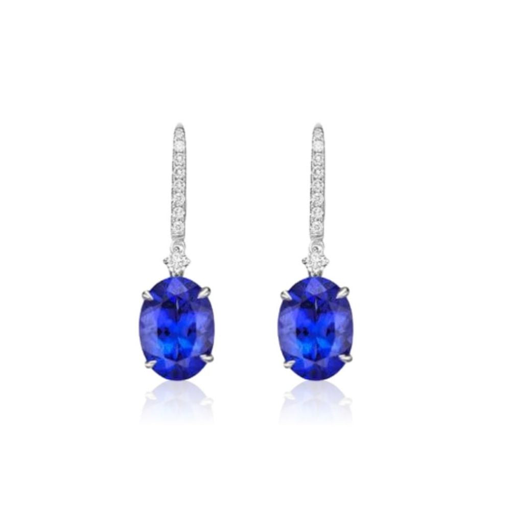 7.00 Ct Tanzanite & Diamond Drop Earrings - Made To Order