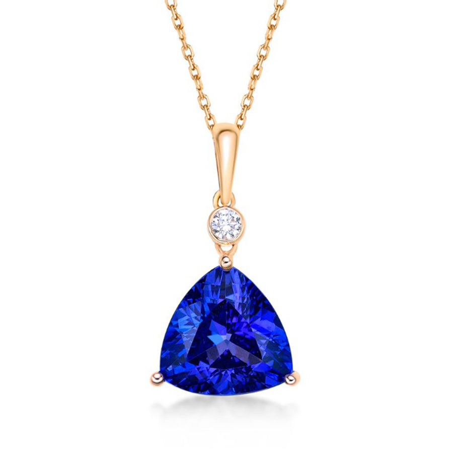 Exceptional Trillion Cut Tanzanite & Diamond Pendant