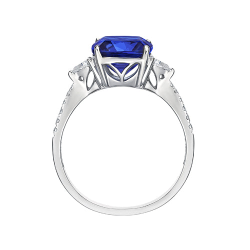 "Linda" Premier 4.63 Ct Cushion Cut Tanzanite & Diamond Ring