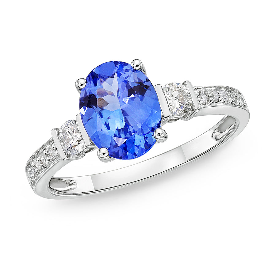 “Evening Sky” Oval Tanzanite & Diamond Ring