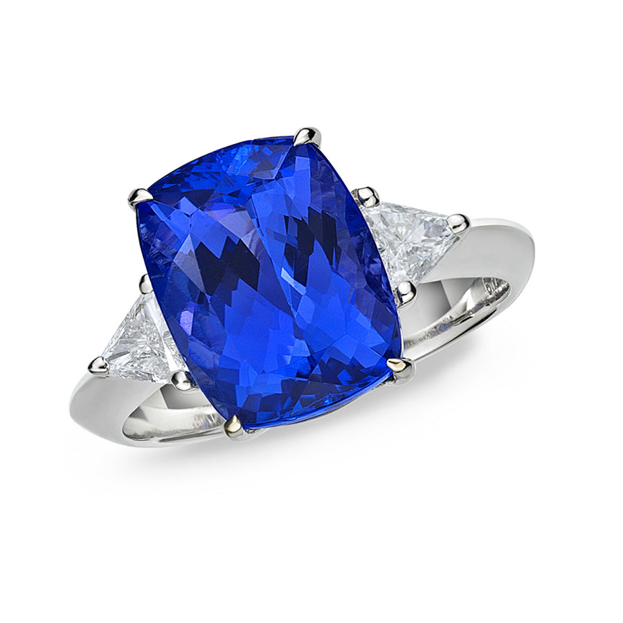 “Caroline": Exceptional 6.00 Ct Cushion Cut Tanzanite & Diamond Ring – Made To Order