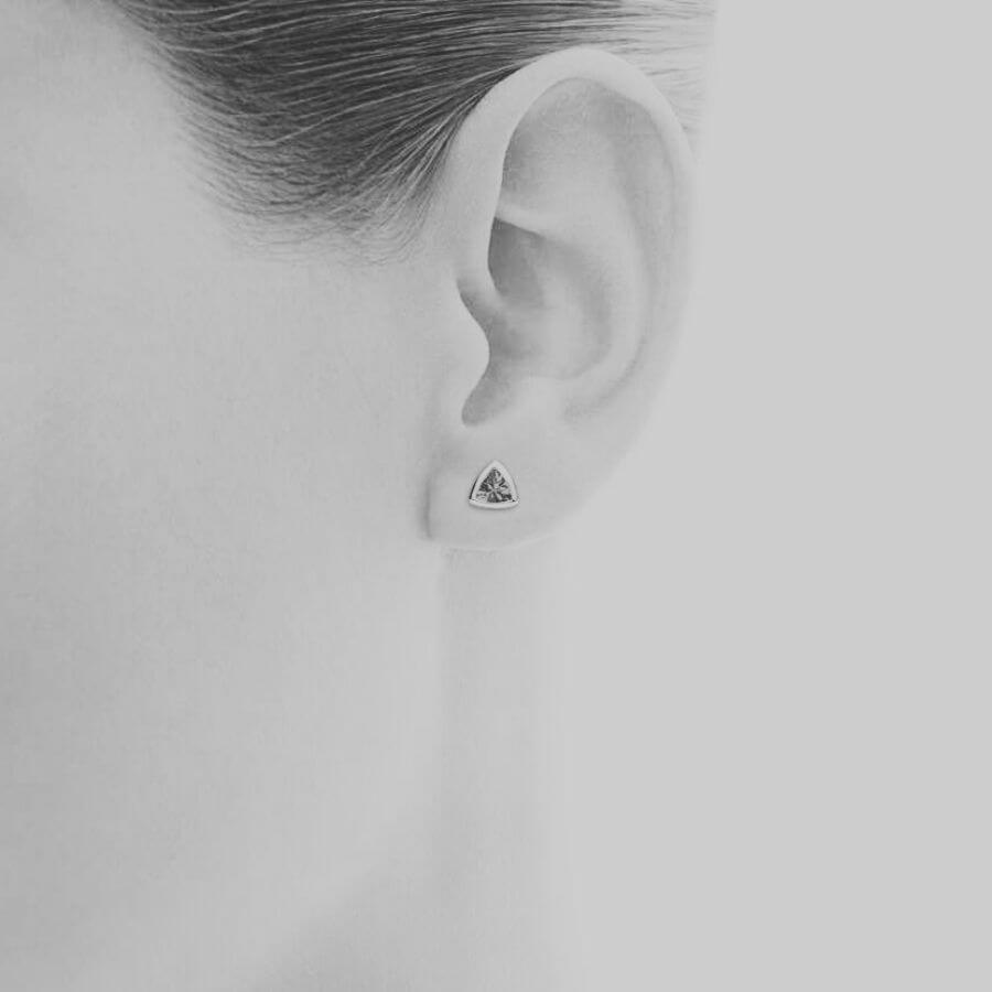 Petite Bezel Set Trillion Cut Tanzanite Studs