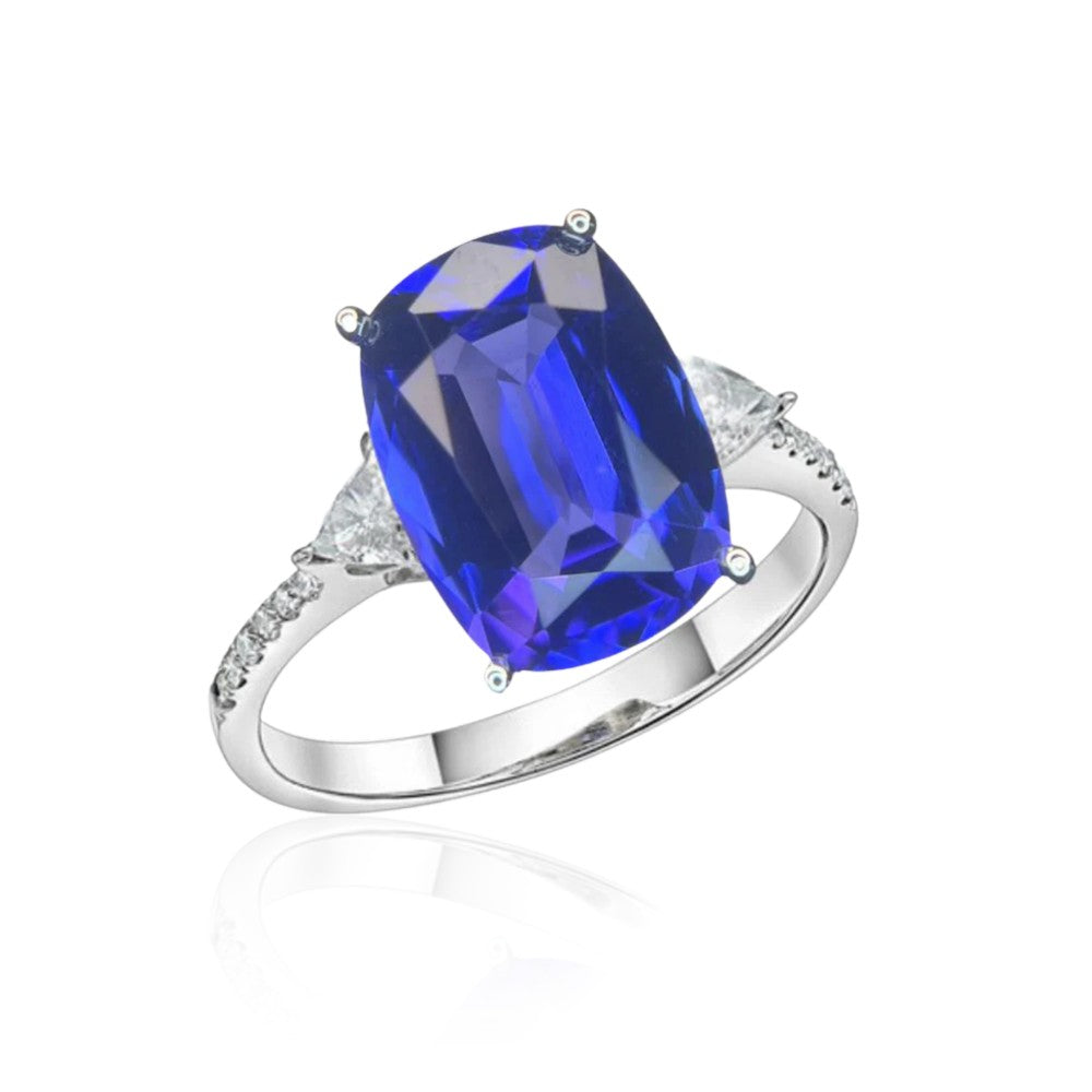 4.60 Ct Long Cushion Cut Tanzanite Ring