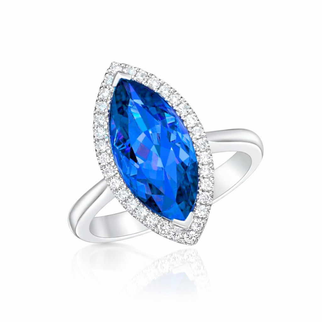 Tanzanite Marquise Cut Ring in White Gold – Made to Order
