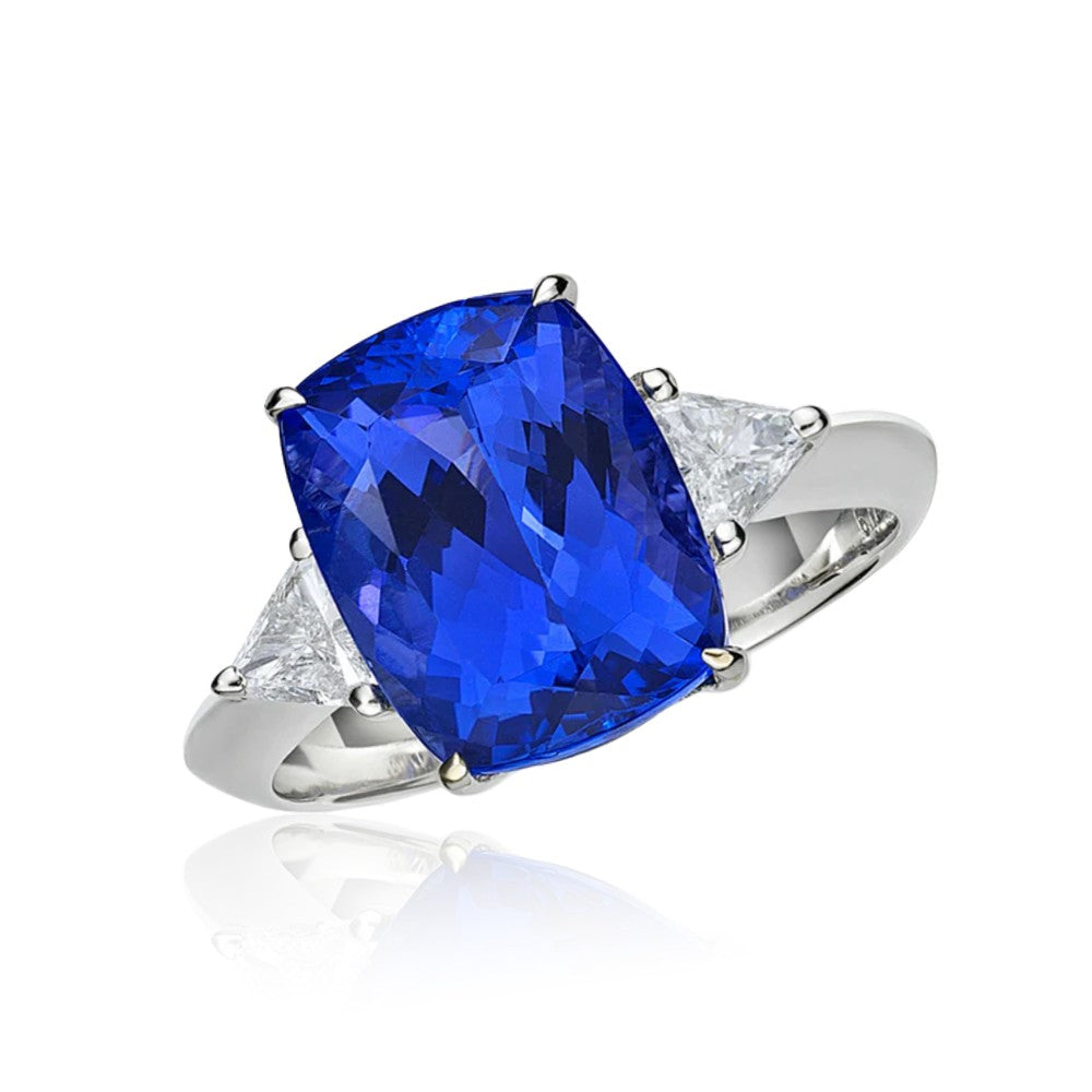 “Caroline": Exceptional 6.00 Ct Cushion Cut Tanzanite & Diamond Ring – Made To Order
