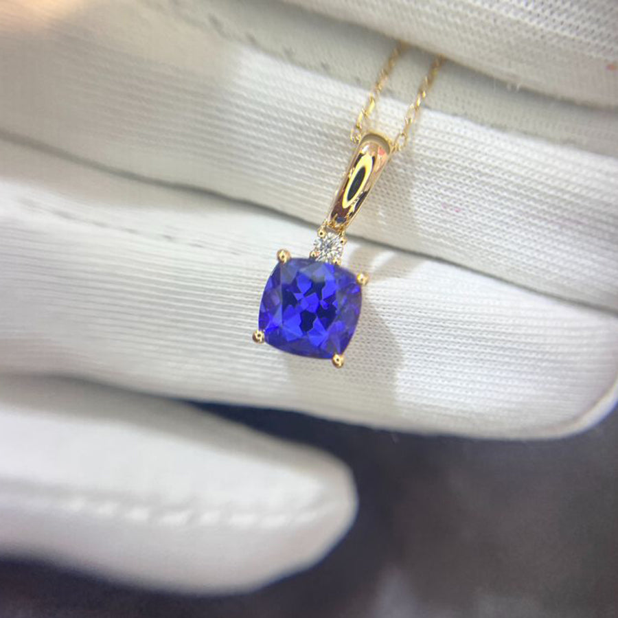 2.13 Ct Cushion Cut Tanzanite Pendant