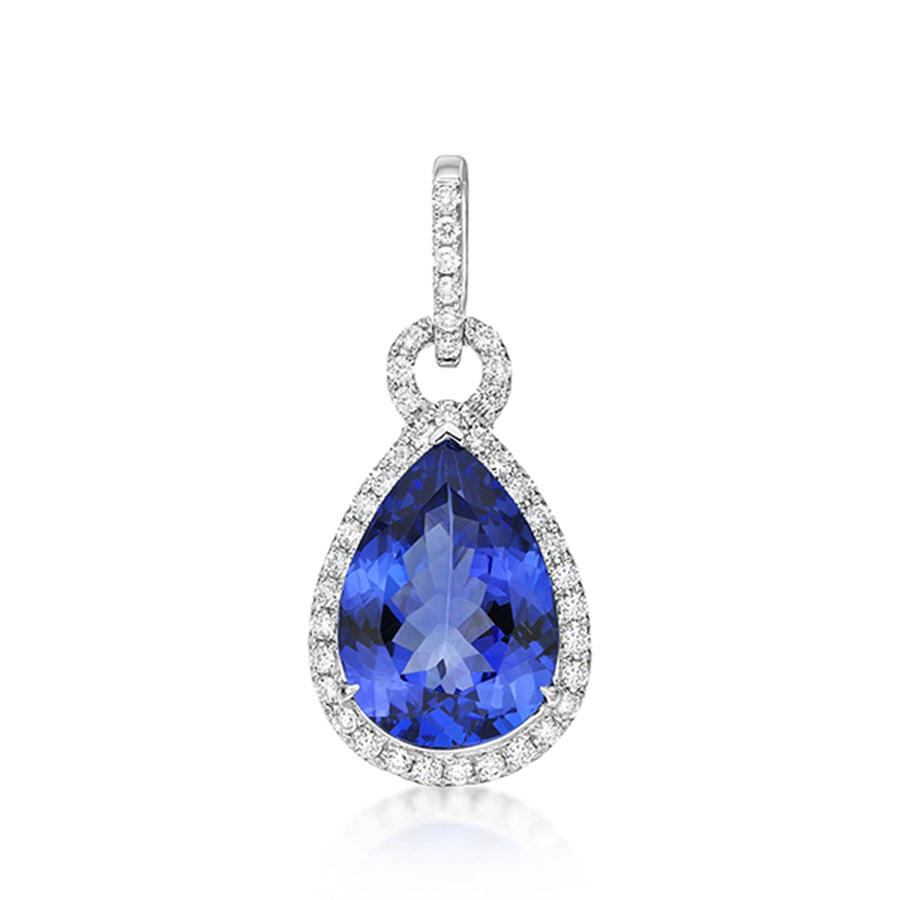 Exceptional 3.40 Ct Pear-Shaped Tanzanite & Diamond Pendant