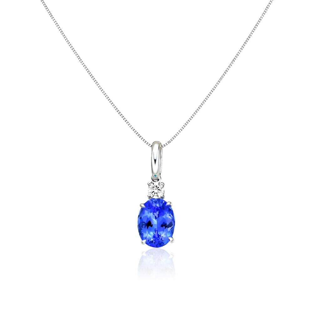 Classic 1.60 Ct Oval Tanzanite & Diamond Pendant