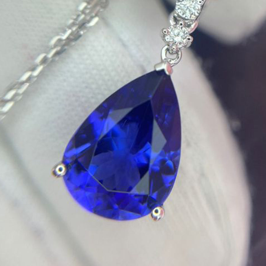 Exquisite Pear-Shaped Tanzanite Drop Pendant