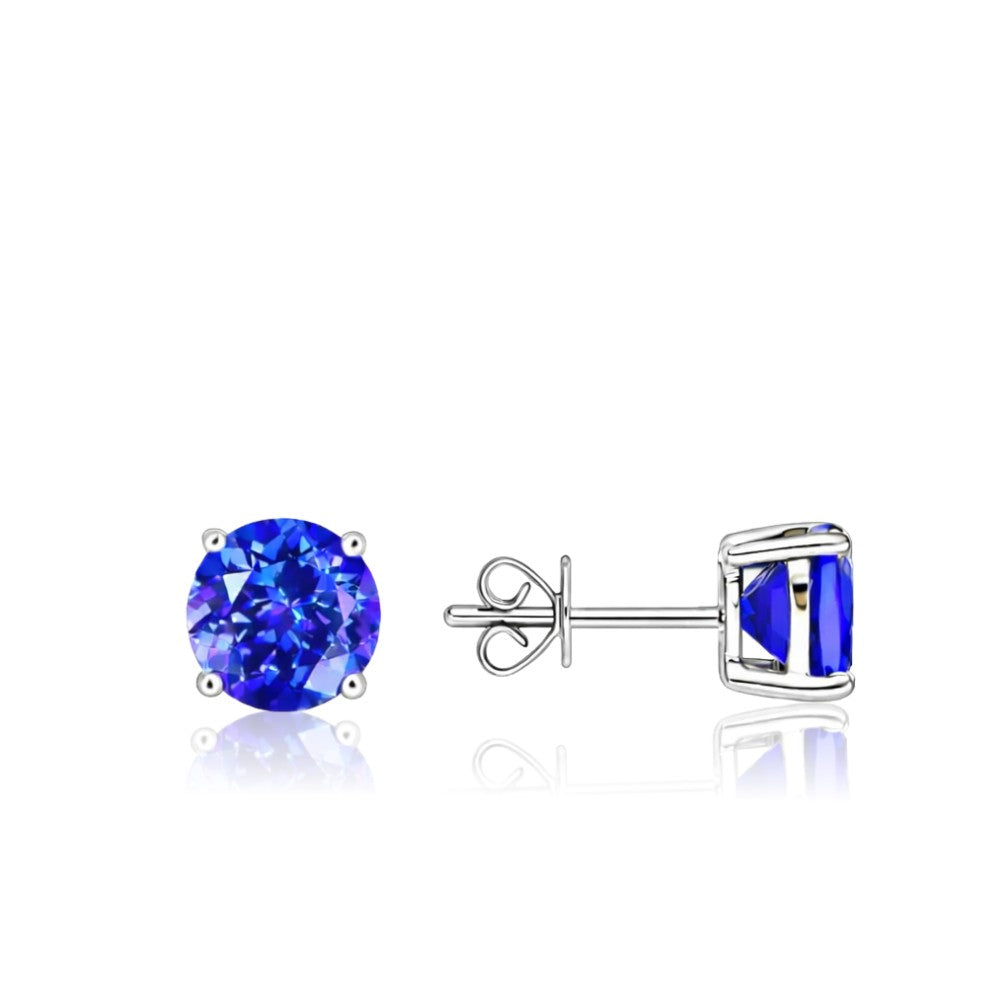 Exceptional 3 Carat Tanzanite Stud Earrings in 18K White Gold