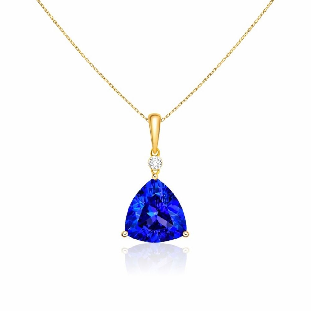 Exceptional Trillion Cut Tanzanite & Diamond Pendant