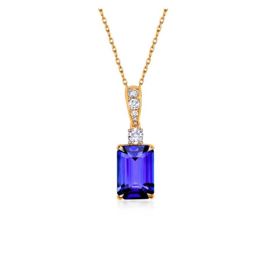 Made to Order: Exceptional Emerald Cut Tanzanite & Diamond Pendant