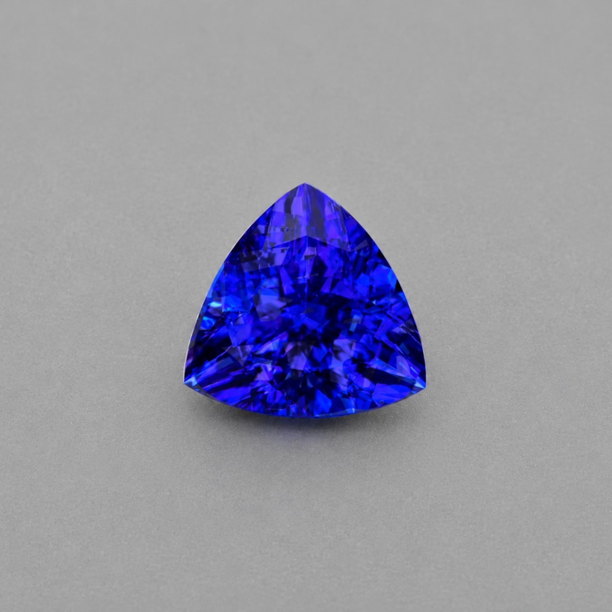 Emerald-cut tanzanite gemstone with vivid royal blue colour
