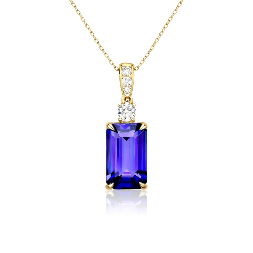 Made to Order: Exceptional Emerald Cut Tanzanite & Diamond Pendant