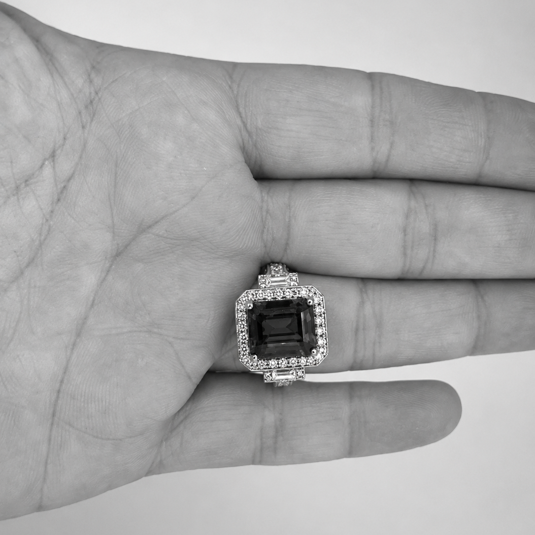 Exceptional Emerald Cut Tanzanite & Diamond Ring - Made to Order