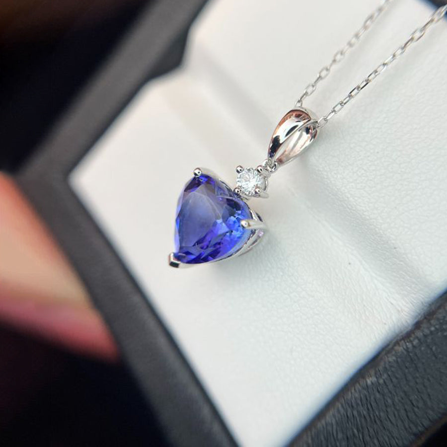 Exceptional Deep Blue Heart-Shaped Tanzanite Pendant