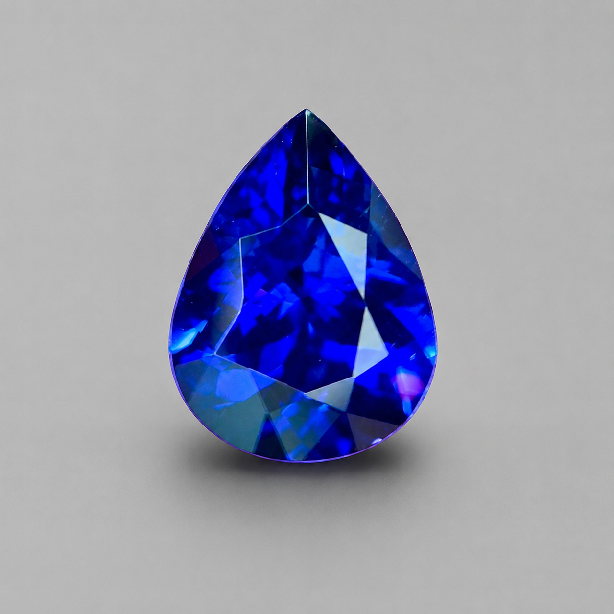 Emerald-cut tanzanite gemstone with vivid royal blue colour