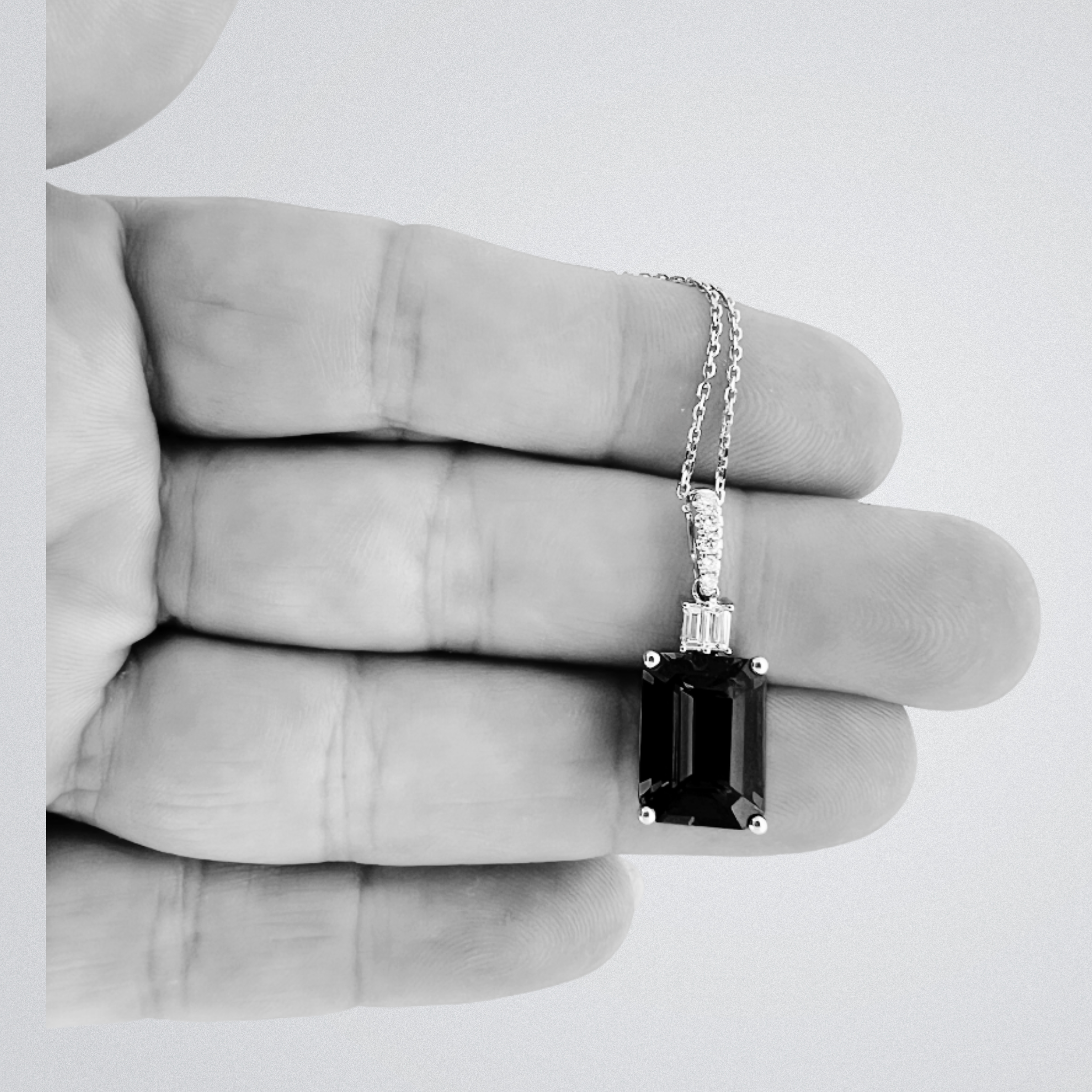 4.81 Carat Exceptional Emerald Cut Tanzanite & Diamond Pendant White Gold