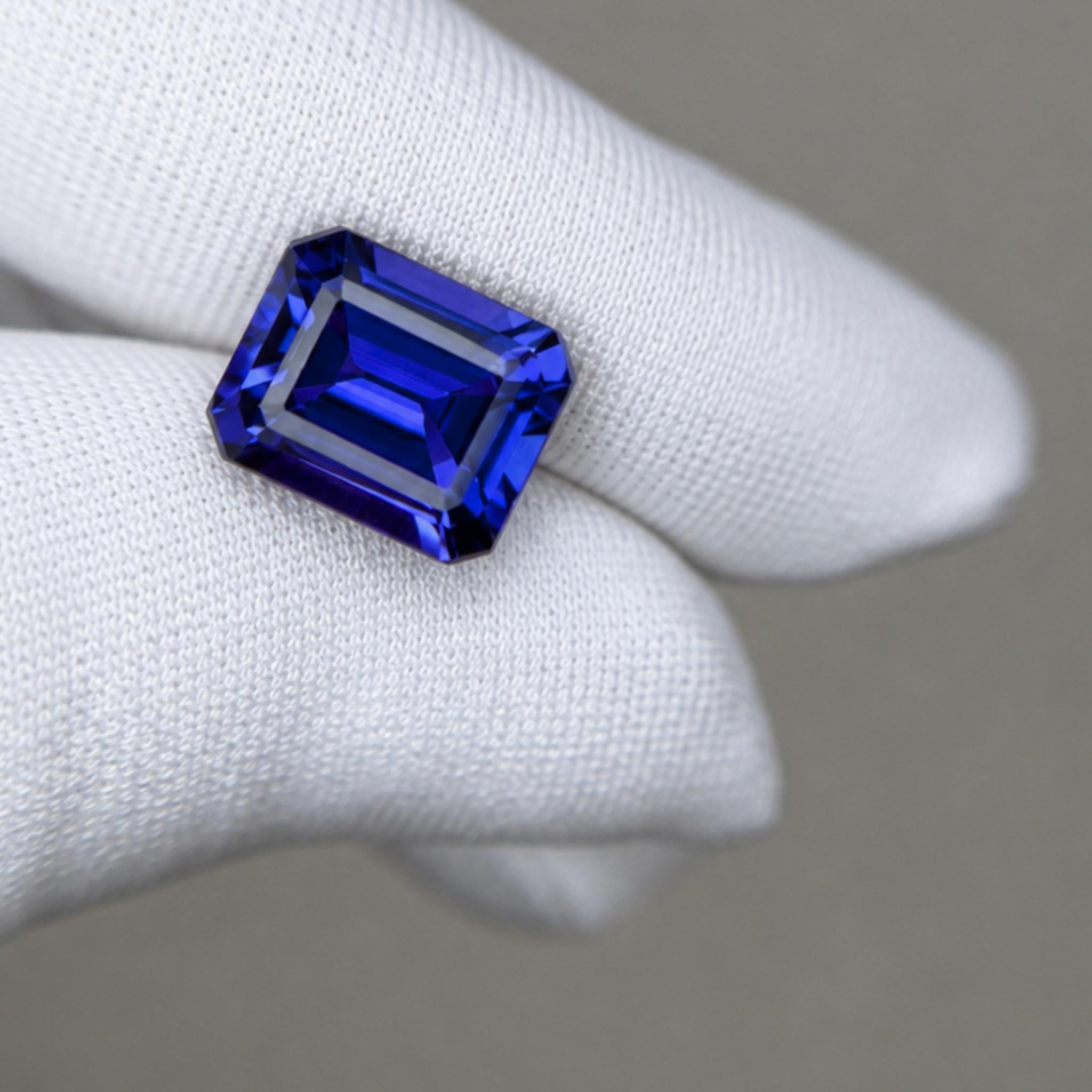 5.71 Carat Tanzanite Emerald Cut Gemstone