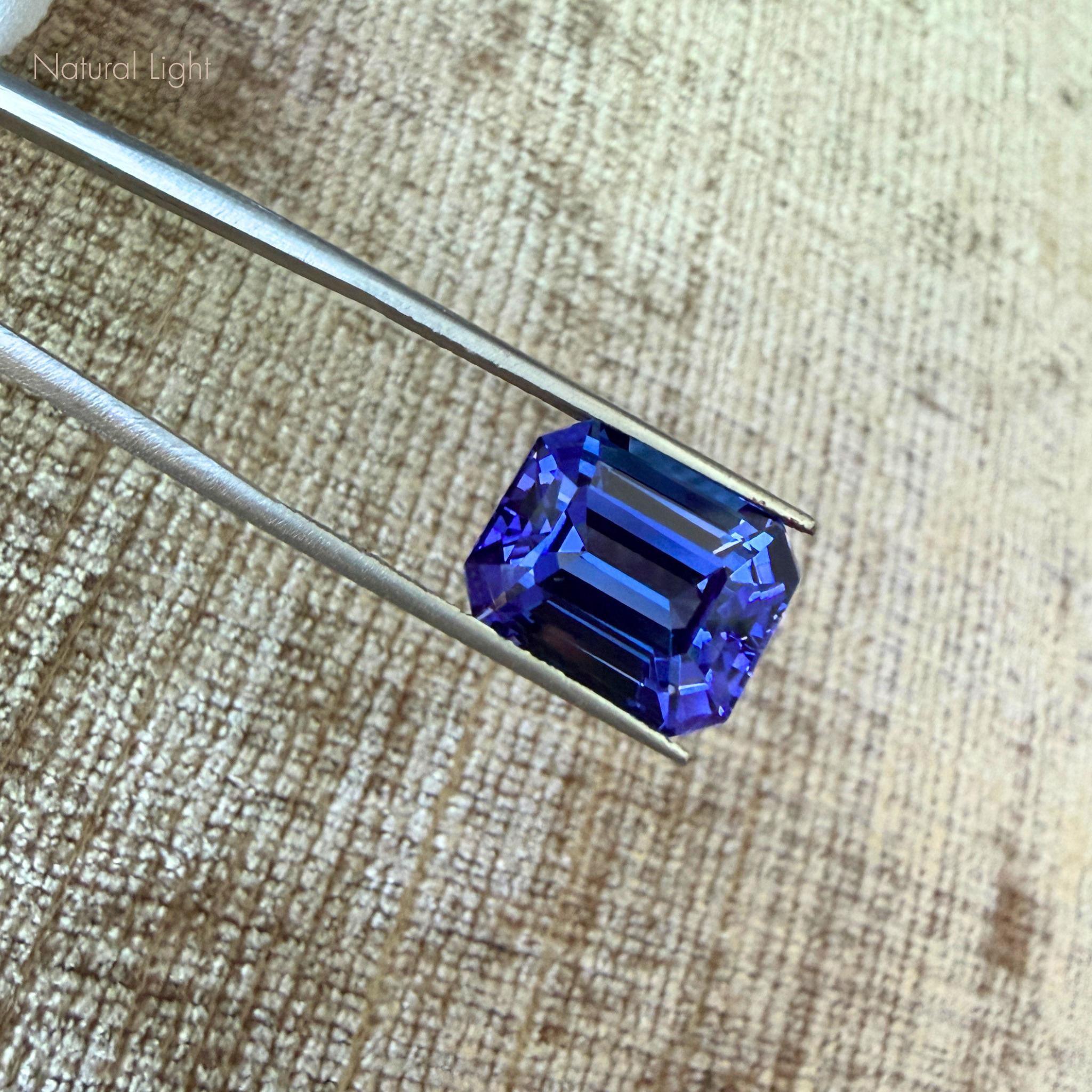 5.71 Carat Tanzanite Emerald Cut Gemstone