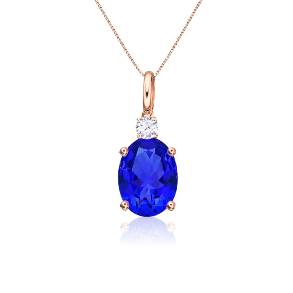3.20 Ct Deep Blue Oval Tanzanite Necklace