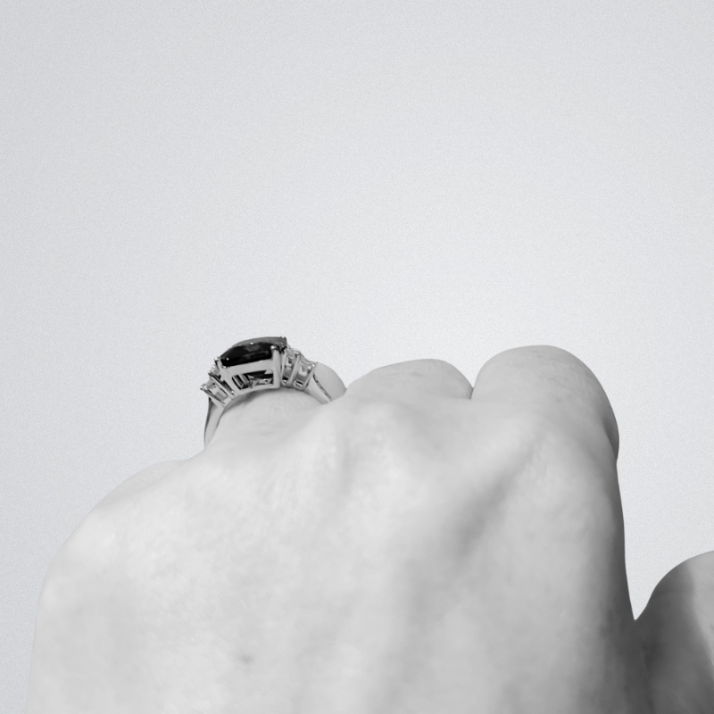 Emerald Cut Tanzanite Art Deco Ring & Baguette Diamonds.