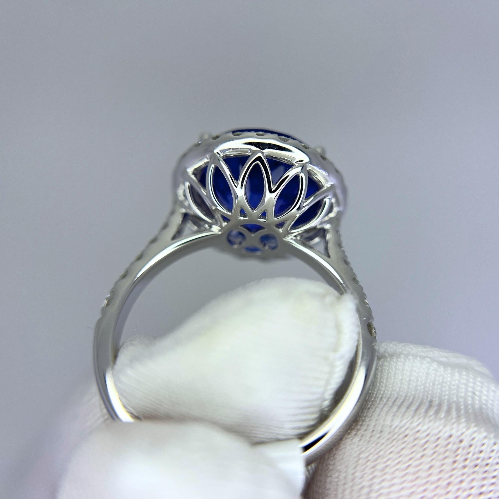 6.5 Carat Exceptional Round Tanzanite & Diamond Halo Ring