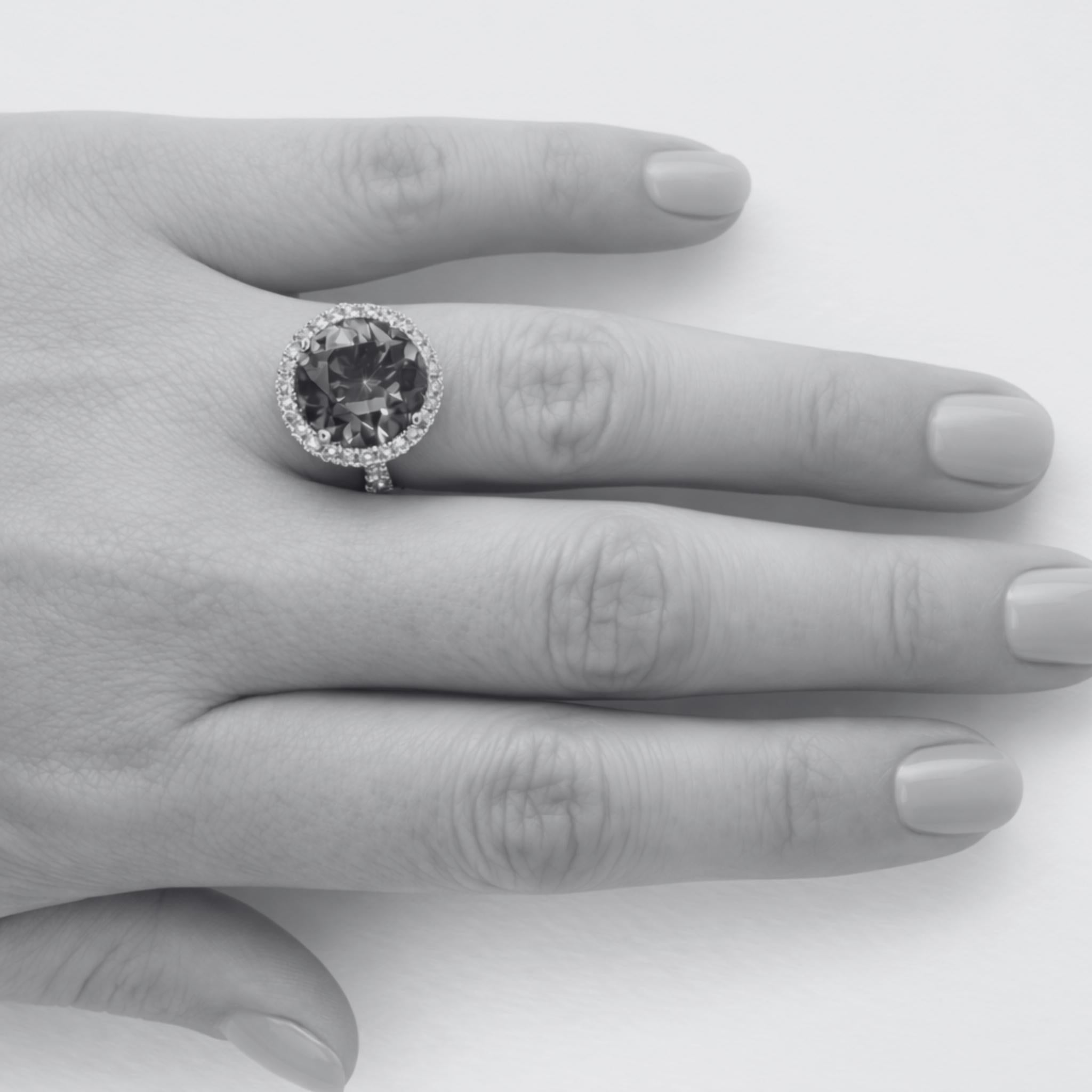 6.5 Carat Exceptional Round Tanzanite & Diamond Halo Ring