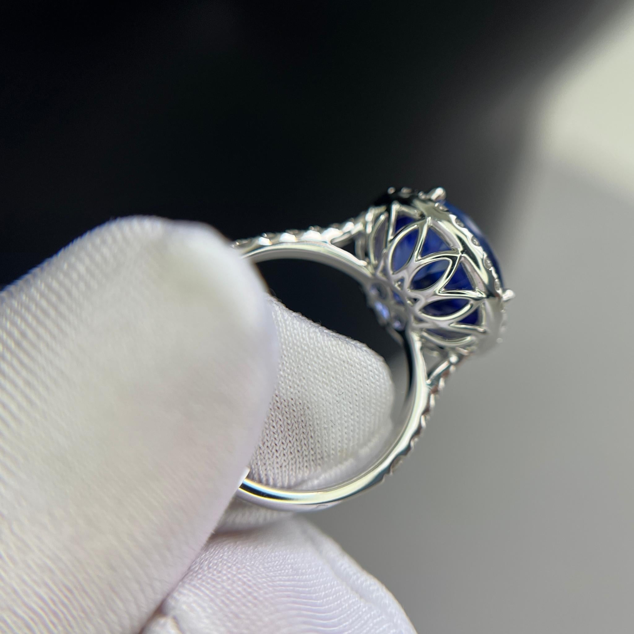 6.5 Carat Exceptional Round Tanzanite & Diamond Halo Ring