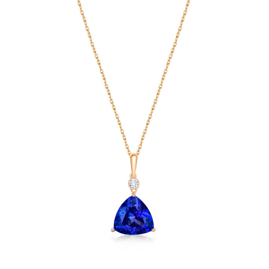 Exceptional Trillion Cut Tanzanite & Diamond Pendant
