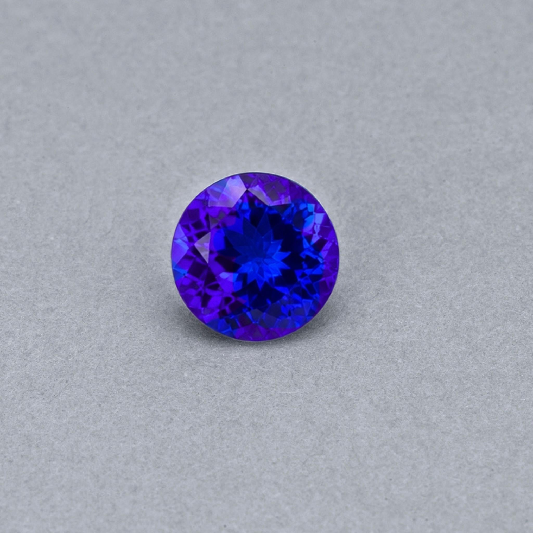 Emerald-cut tanzanite gemstone with vivid royal blue colour