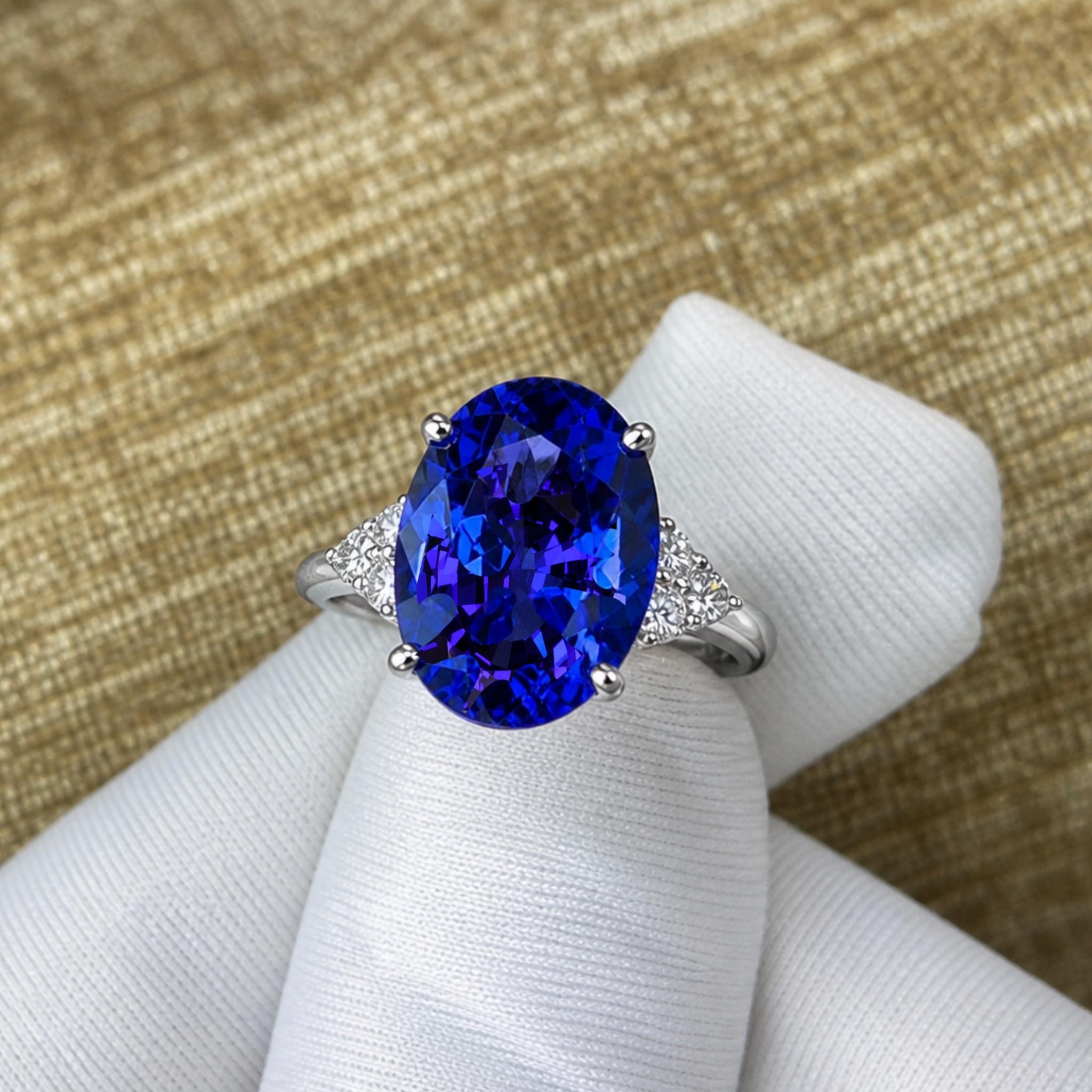 Exceptional 7.50 Ct Oval Tanzanite Ring - Made to Order