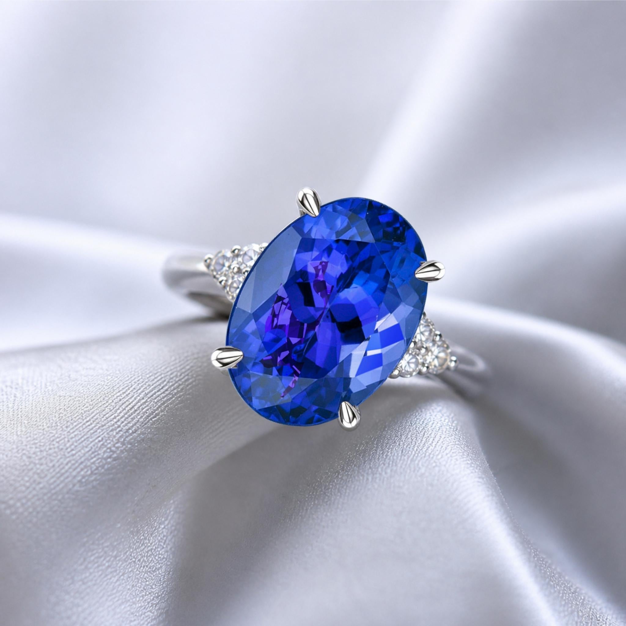 Exceptional 7.50 Ct Oval Tanzanite Ring - Made to Order