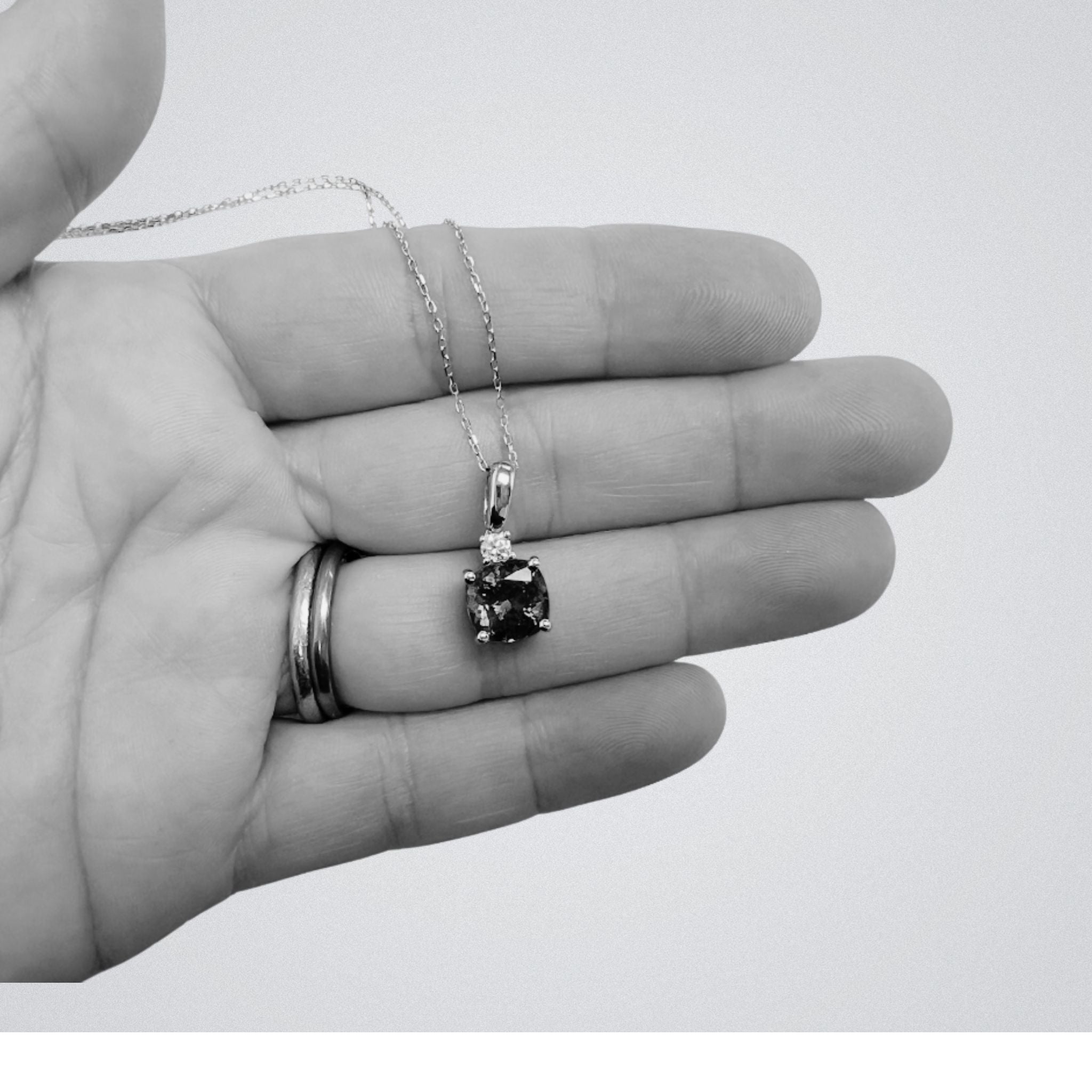 Cushion Cut Tanzanite & Diamond Pendant, White Gold