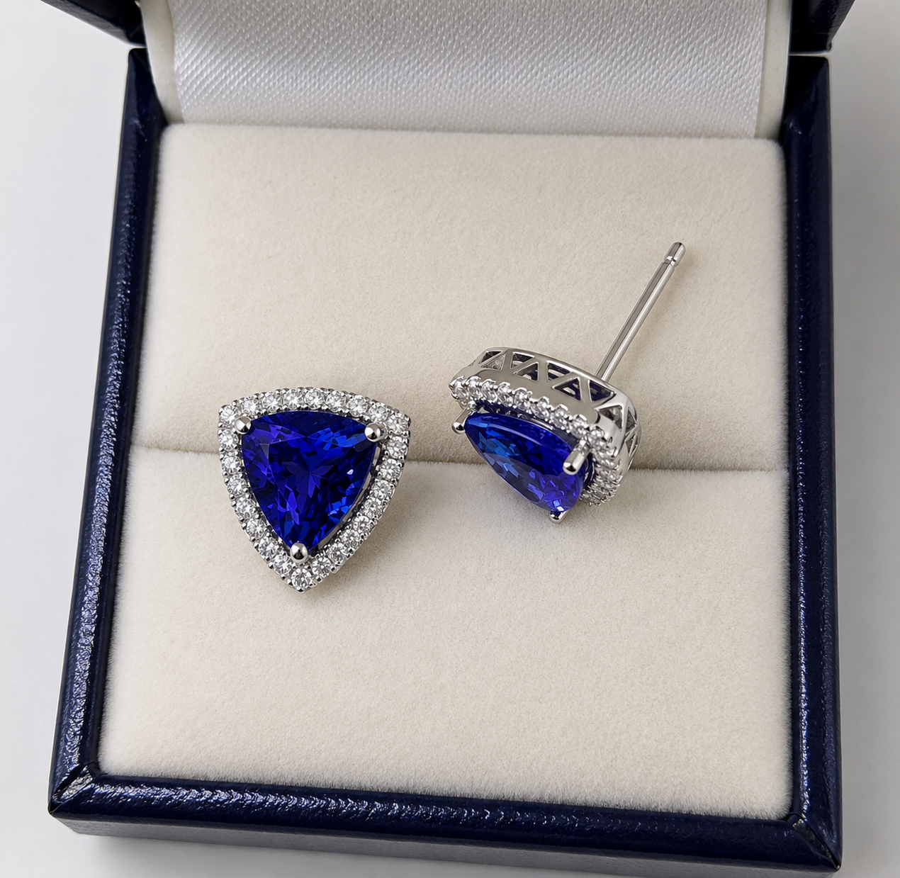 Premium Trillion Tanzanite Stud Earrings