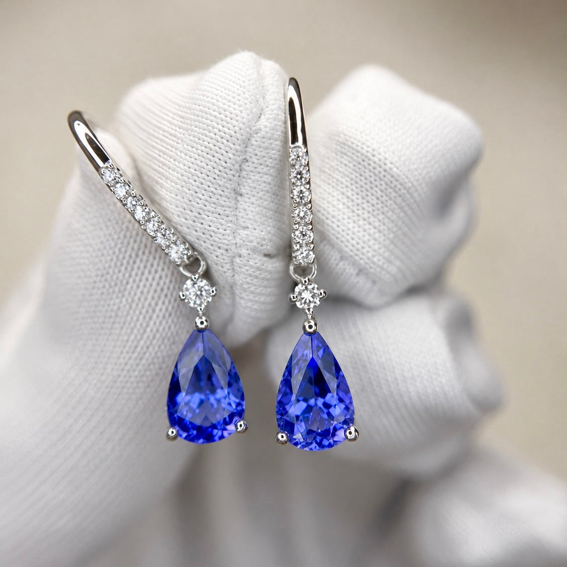 pear shaped tanznanite earirings 