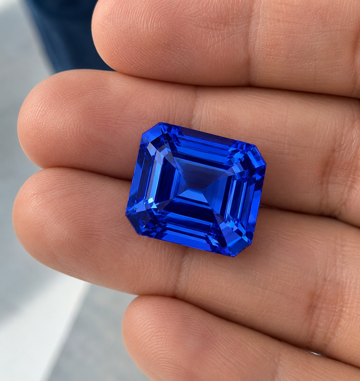 12.95 ct Emerald Cut Tanzanite Gemstone - GIA Certificate