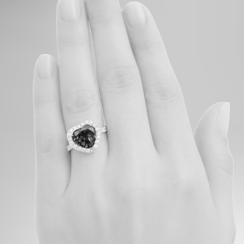 Exceptional 4.50 Ct Heart-Shaped Tanzanite Ring with Diamond Halo & Band - Made to Order