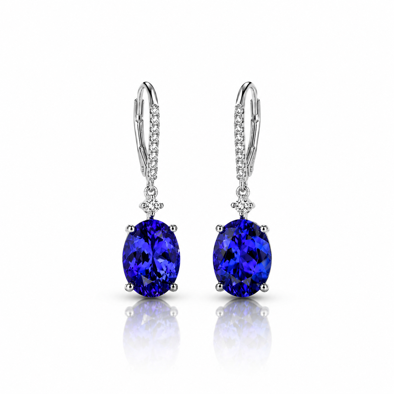 Exceptional 6.00 Ct Tanzanite Diamond  Dangle Earrings