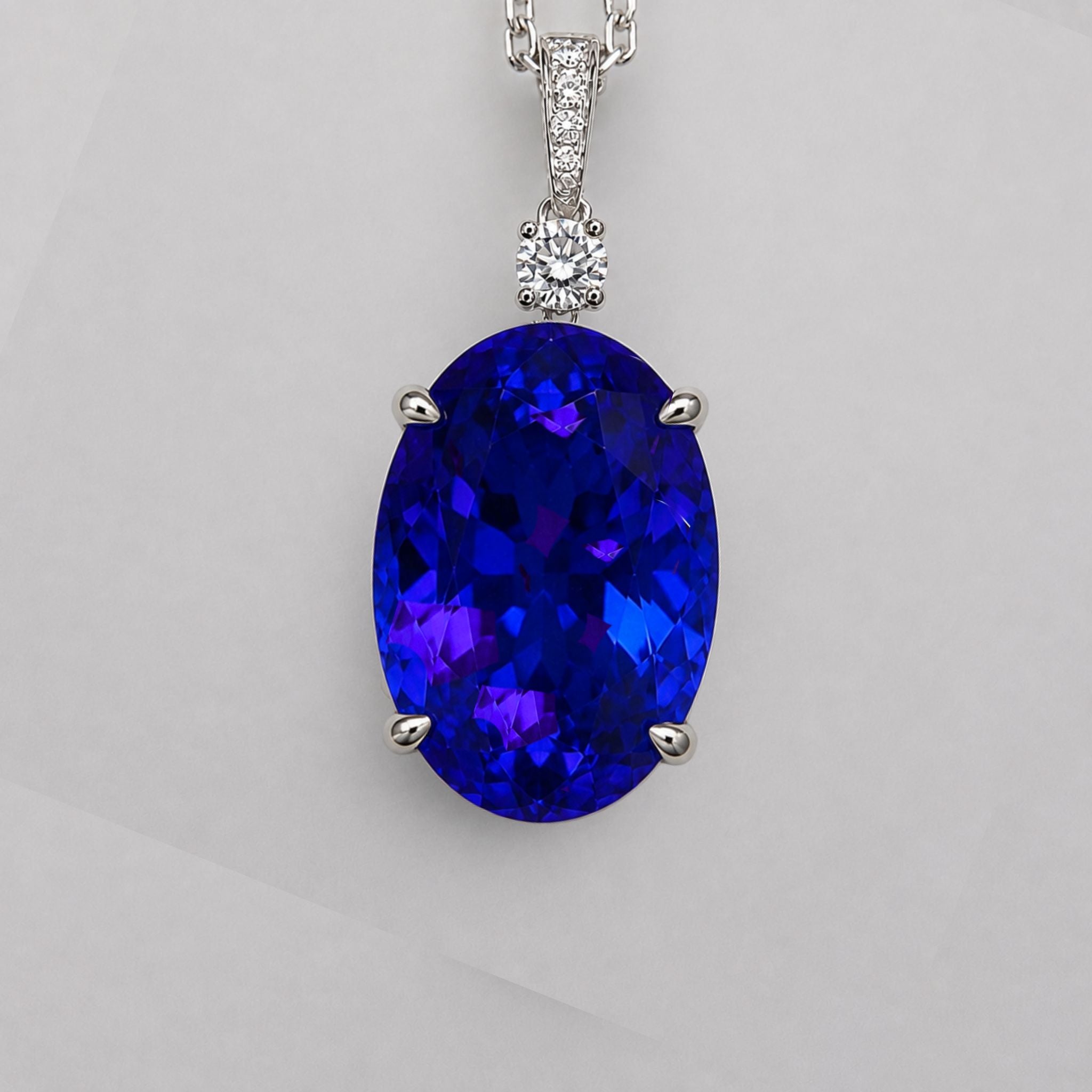 Stunning 7.00 Ct Oval Tanzanite Necklace