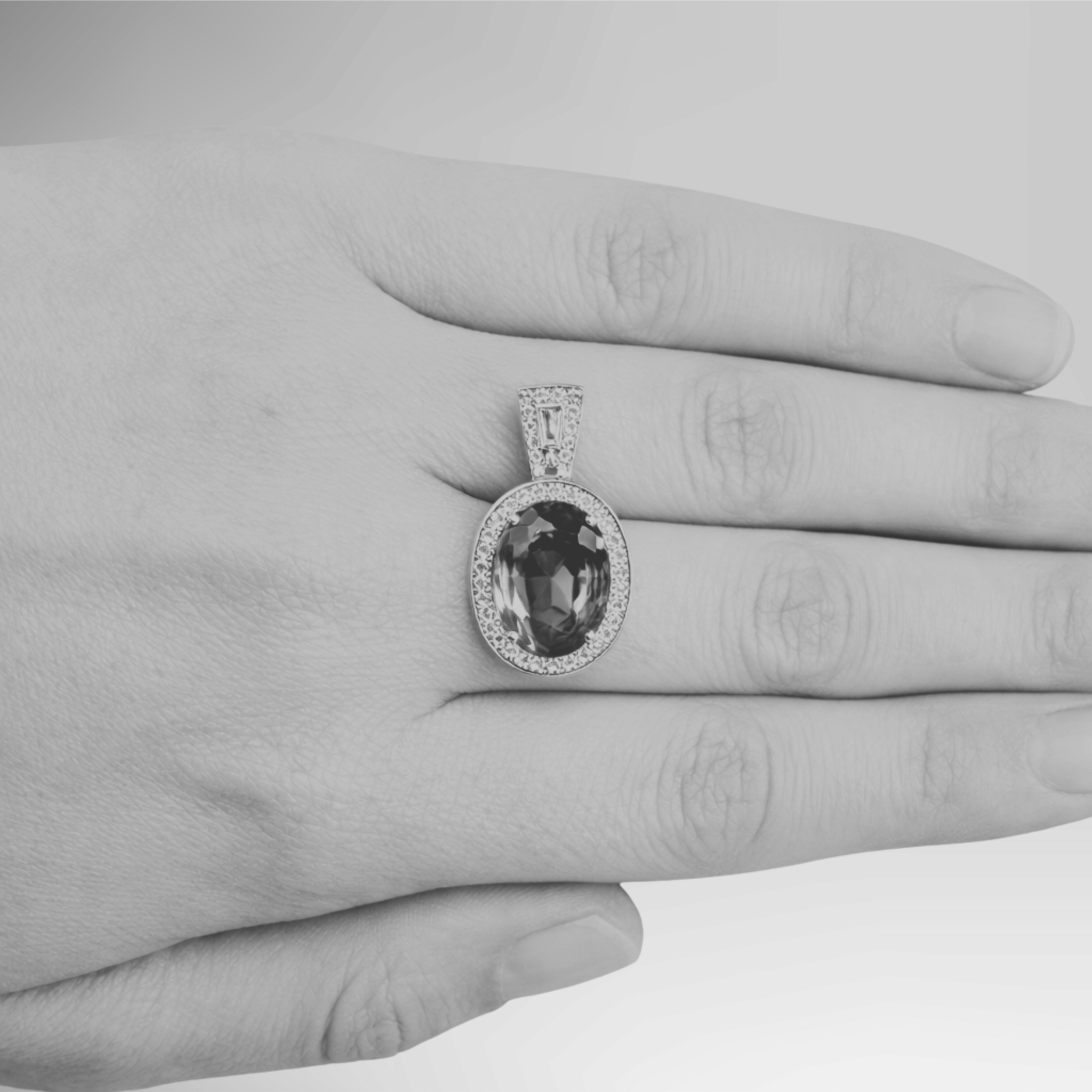 Made to Order : Violet & Blue 5 Ct Tanzanite & Baguette Diamond Pendant