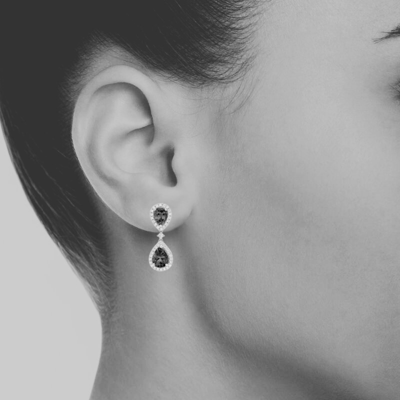 Double Pear-Shaped Tanzanite & Diamond Halo Earrings – Made To Order