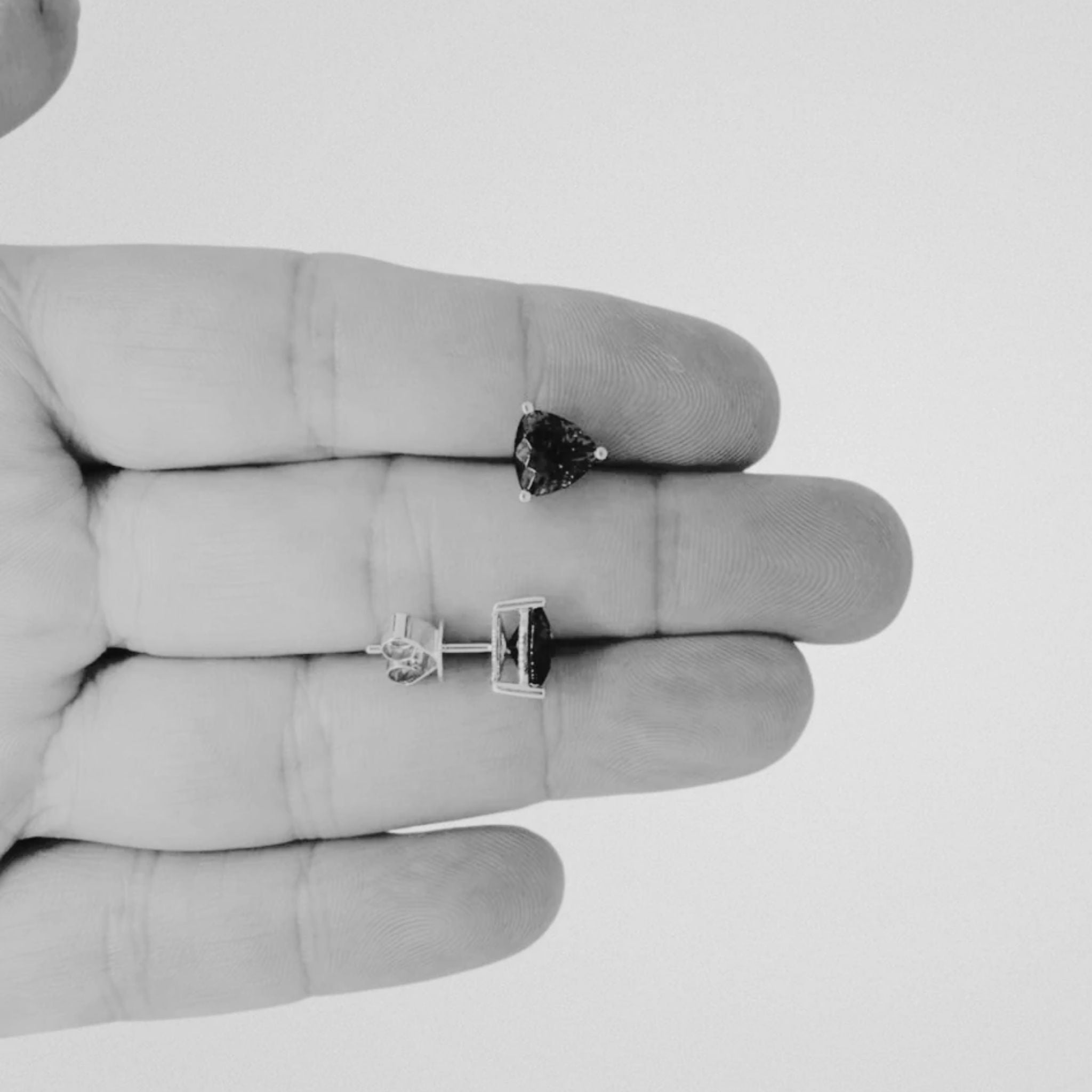 Premium Trillion Cut Tanzanite Stud Earrings in 18k White Gold