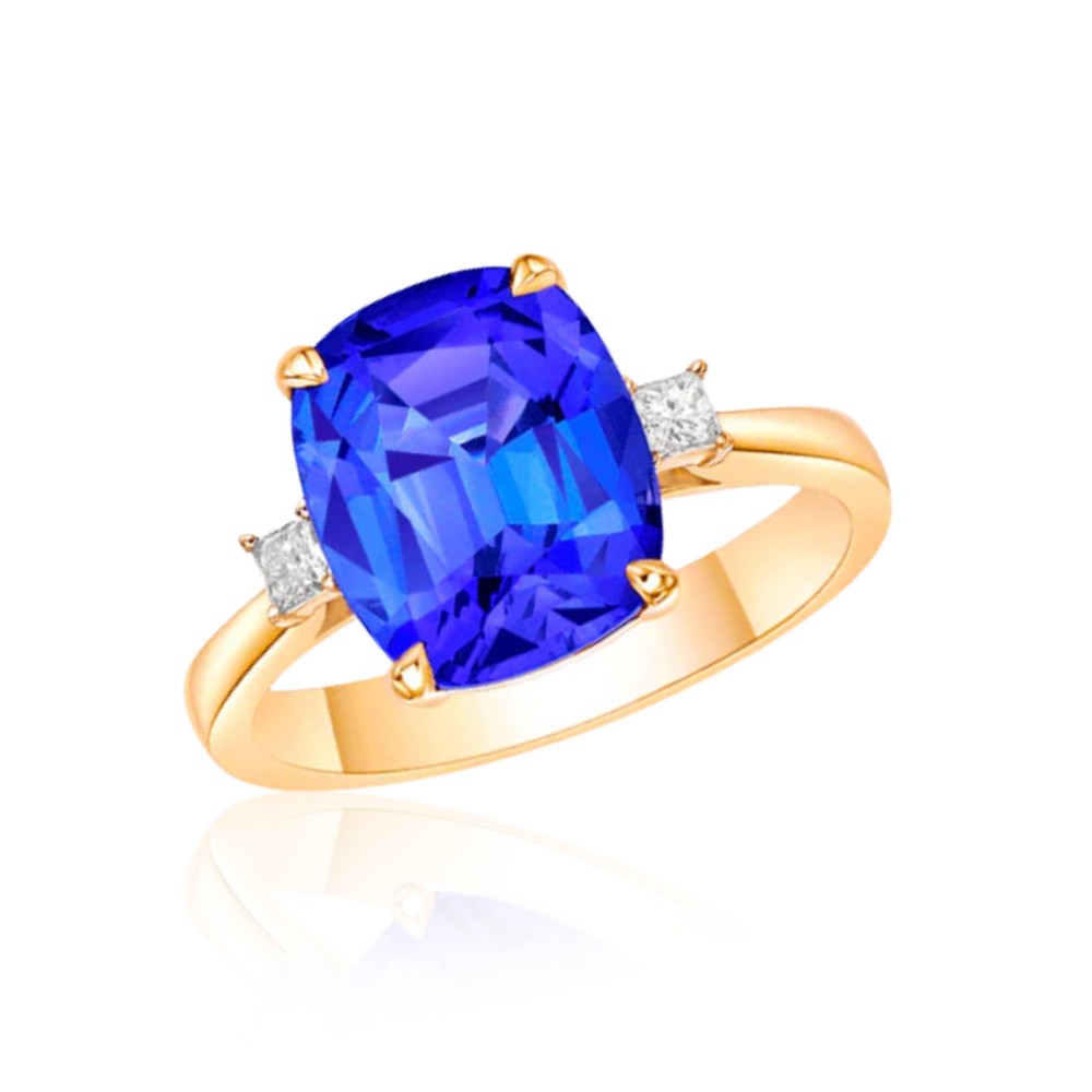 Classic 4.80 Ct Cushion Cut Tanzanite Engagement Ring